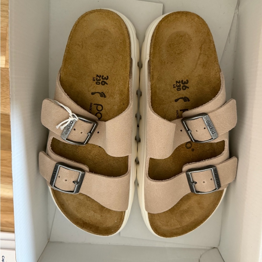 Papillio Women's Sandals in Beige and White NEW IN BOX